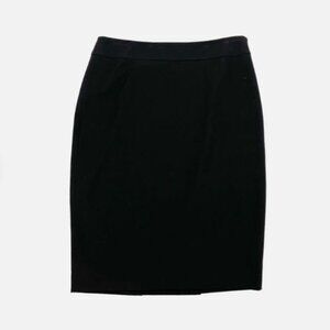 Nina McLemore Pencil Skirt Sz 6 Black Double Vent Kick Pleat Career 100% Silk